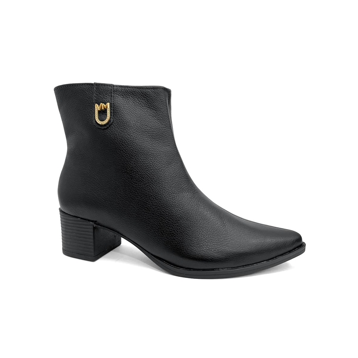 Bota Via Marte Cano Curto Couro 231-008-01 Preto