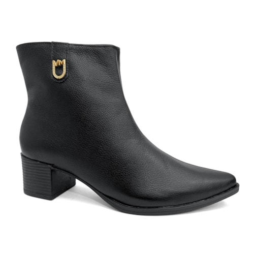 Bota Via Marte Cano Curto Couro 231-008-01 Preto