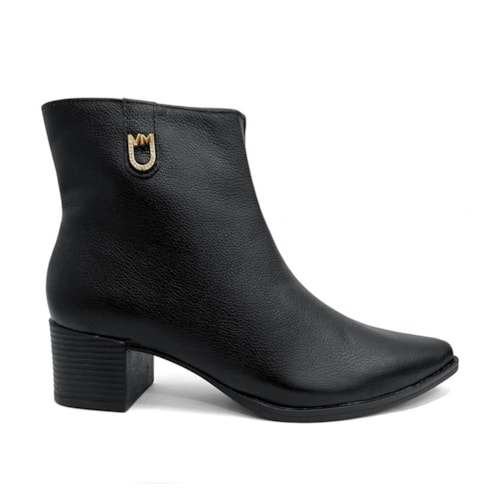 Detalhe - Bota Via Marte Cano Curto Couro 231-008-01 Preto