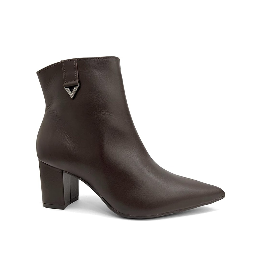 Bota Via Marte Cano Curto Salto Bloco 236-009-01 Cafe