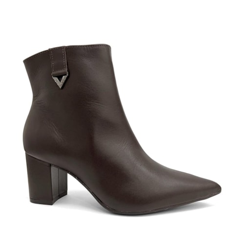 Bota Via Marte Cano Curto Salto Bloco 236-009-01 Cafe