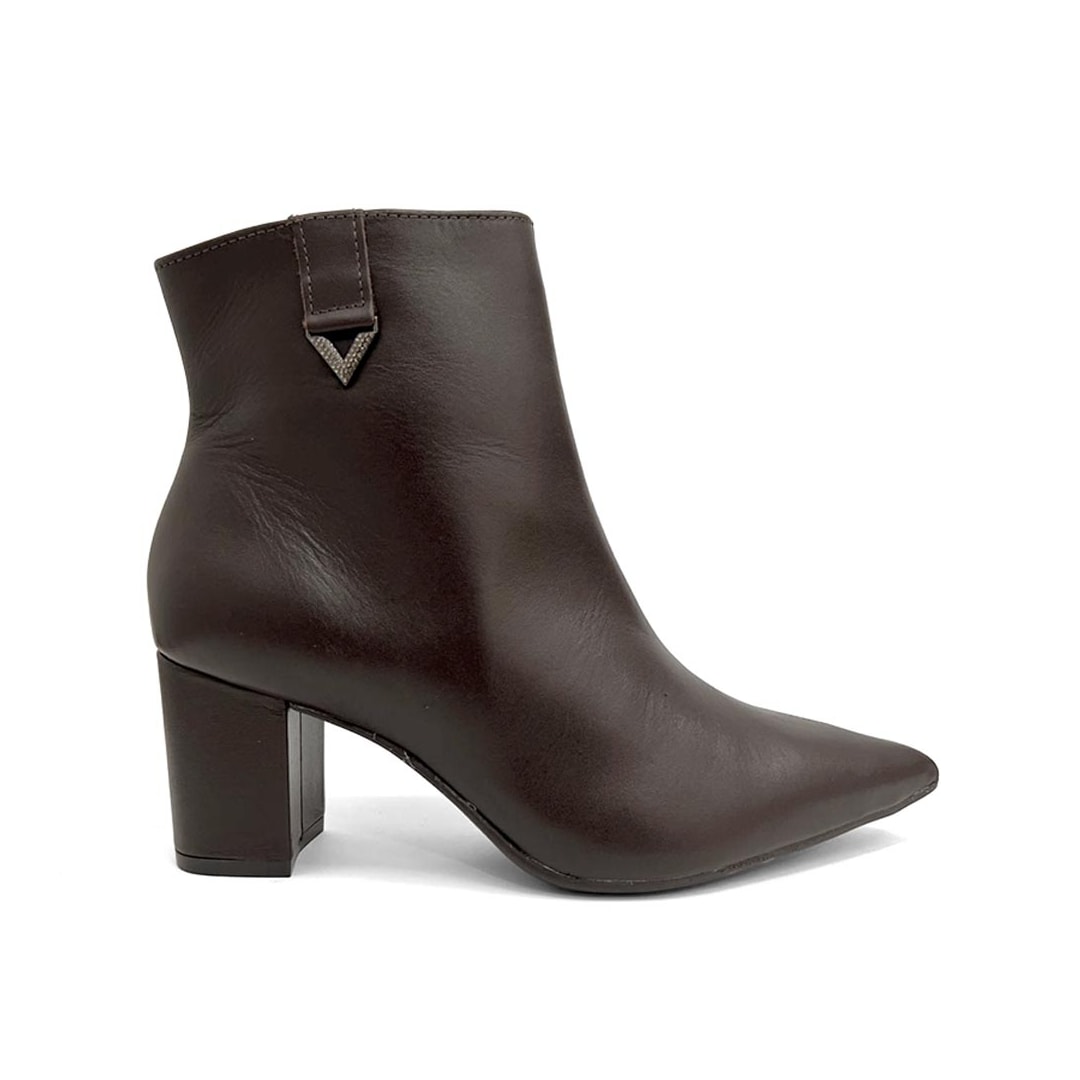 Bota Via Marte Cano Curto Salto Bloco 236-009-01 Cafe