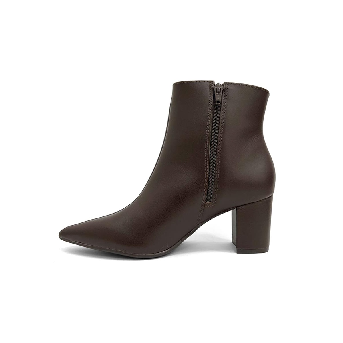 Bota Via Marte Cano Curto Salto Bloco 236-009-01 Cafe