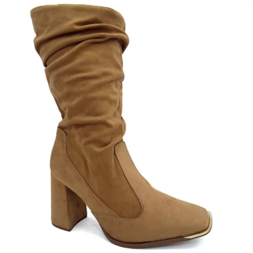 Bota Vizzano Feminina Camurça Strech 3085.205 Amendoa