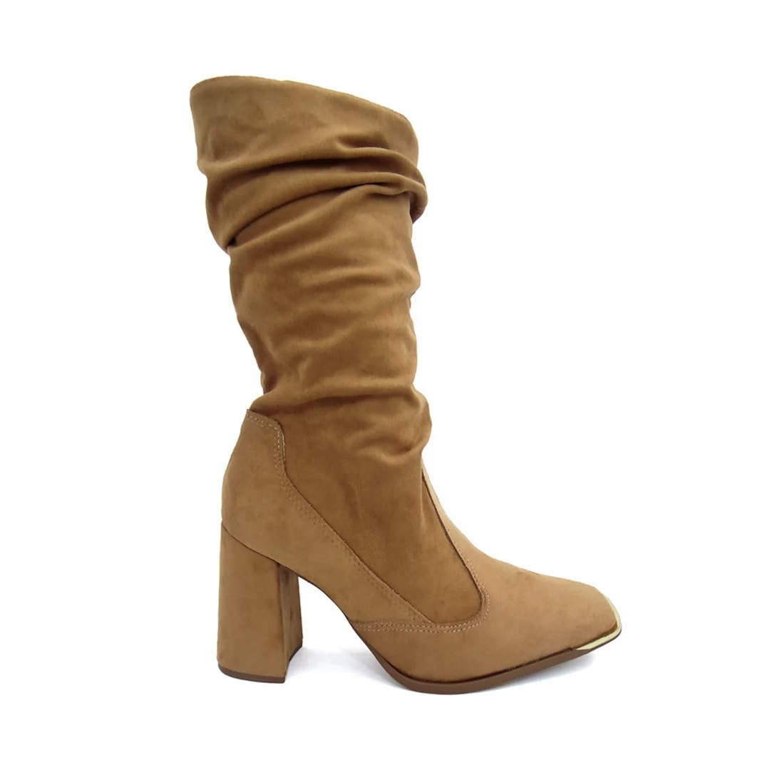 Bota Vizzano Feminina Camurça Strech 3085.205 Amendoa