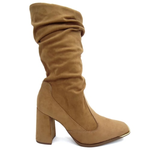 Detalhe - Bota Vizzano Feminina Camurça Strech 3085.205 Amendoa