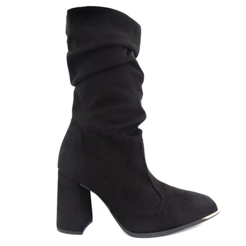 Detalhe - Bota Vizzano Feminina Camurça Strech 3085.205 Preto