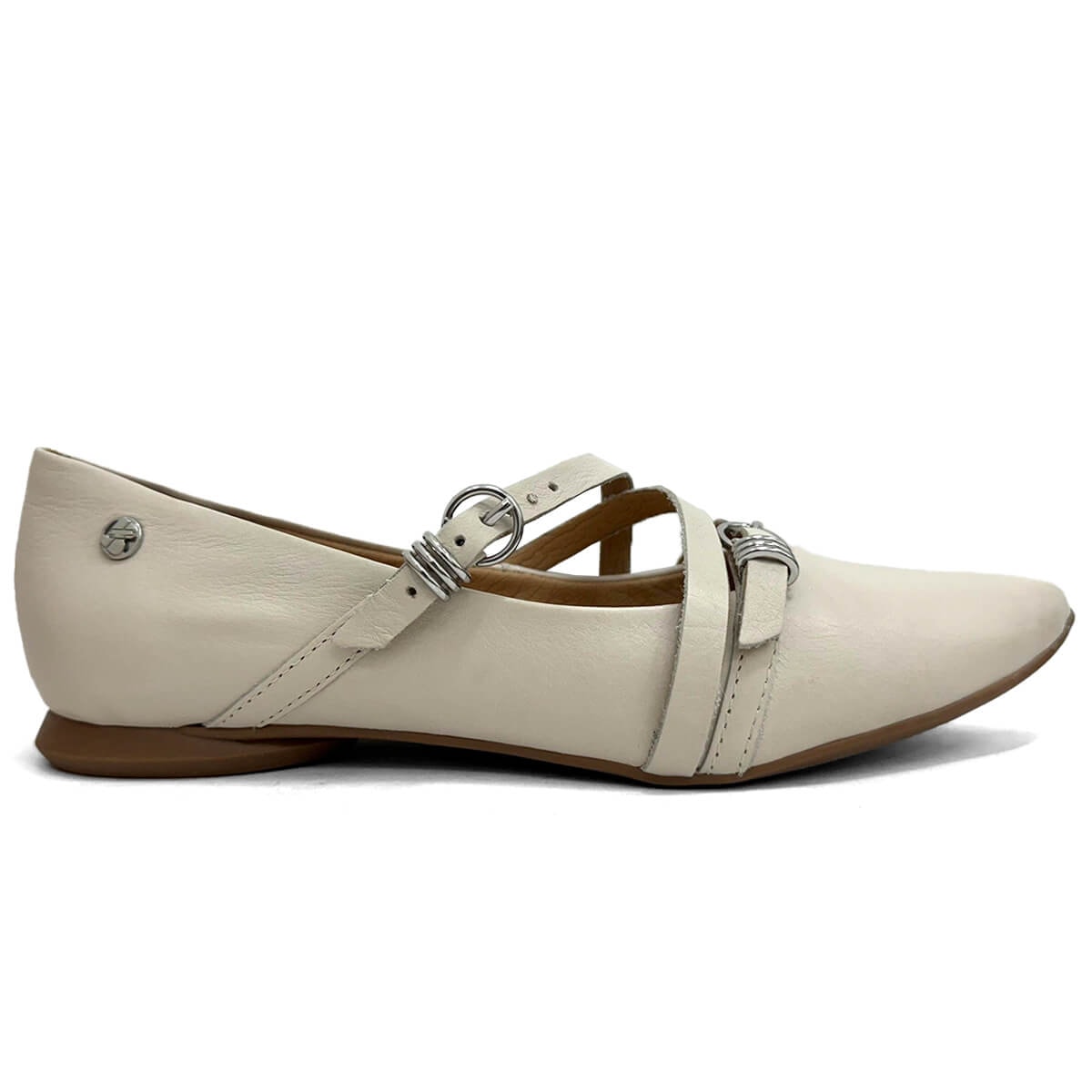 Bottero Sapatilha De Couro Bico Fino 360408-1 Off White Bottero Sapatilha De Couro Bico Fino 360408-1 Off White