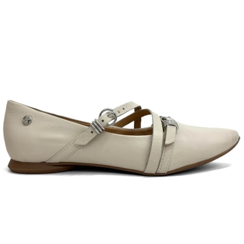 Detalhe - Bottero Sapatilha De Couro Bico Fino 360408-1 Off White