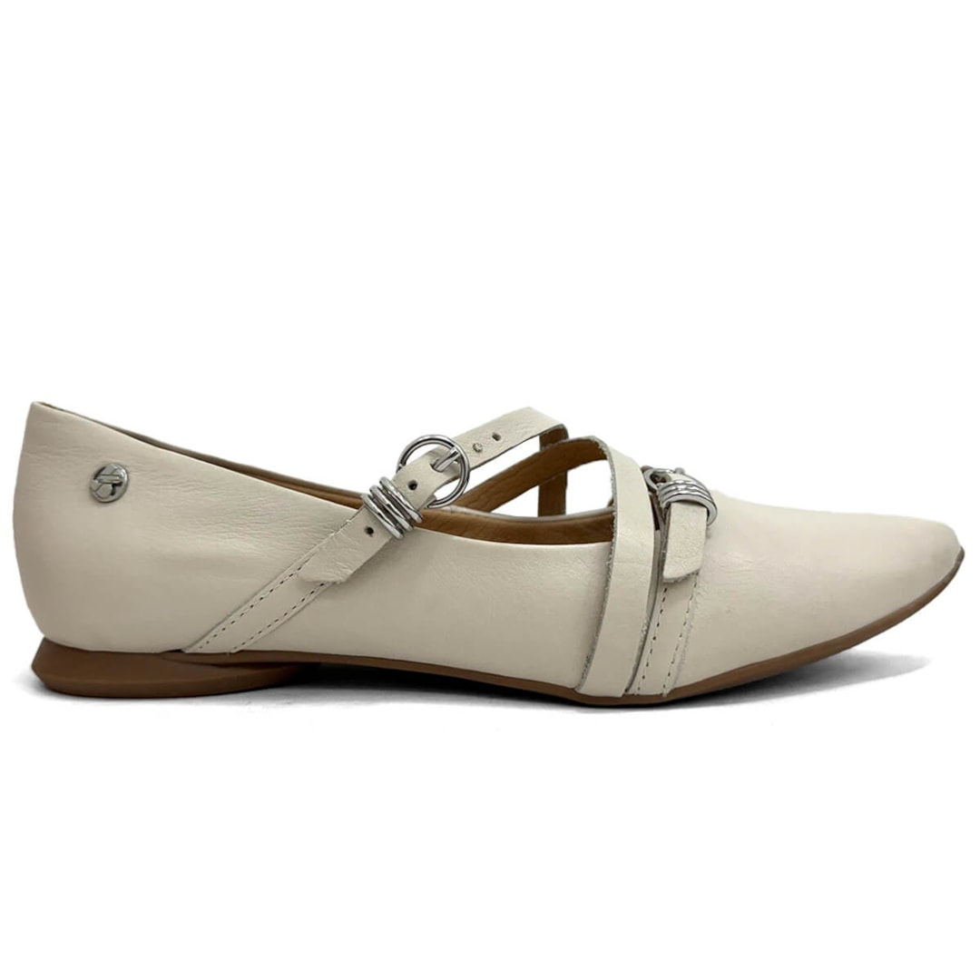 Bottero Sapatilha De Couro Bico Fino 360408-1 Off White