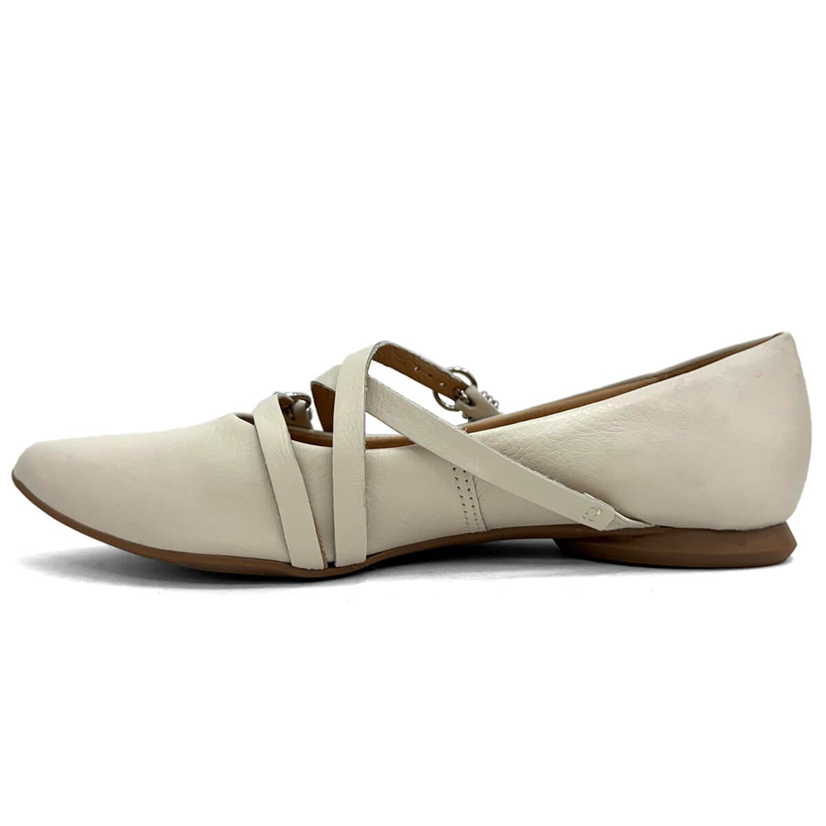 Bottero Sapatilha De Couro Bico Fino 360408-1 Off White Bottero Sapatilha De Couro Bico Fino 360408-1 Off White