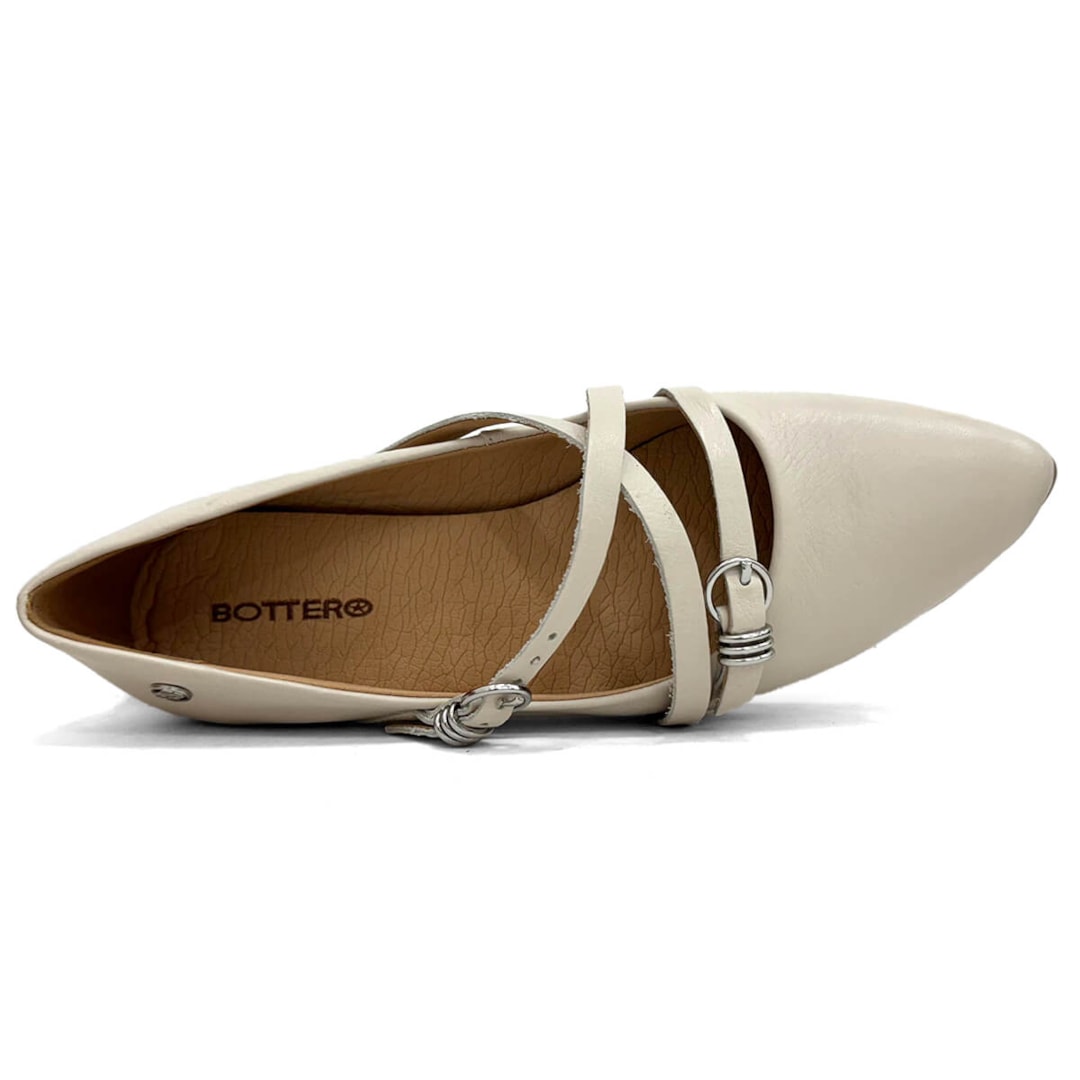 Bottero Sapatilha De Couro Bico Fino 360408-1 Off White
