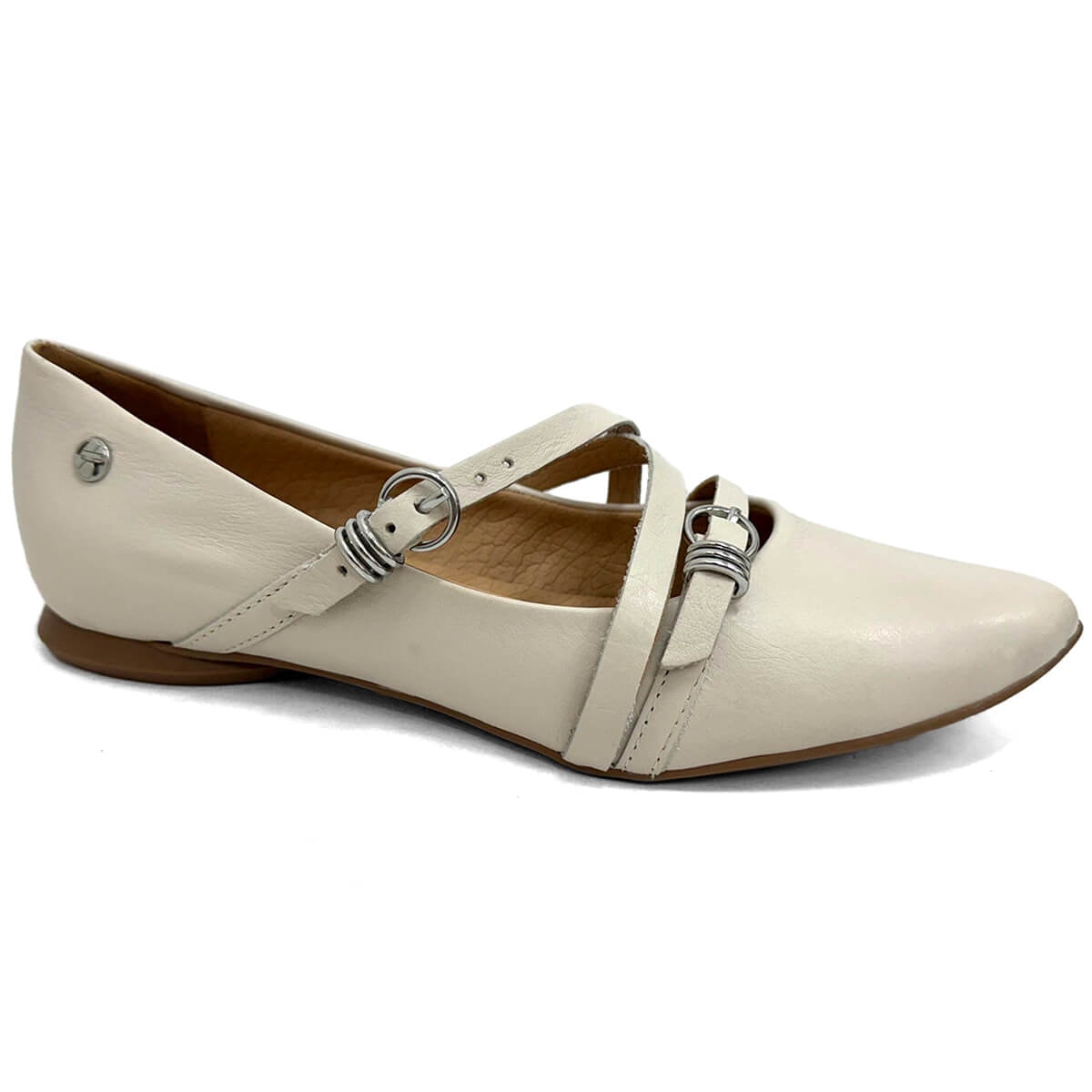 Bottero Sapatilha De Couro Bico Fino 360408-1 Off White Bottero Sapatilha De Couro Bico Fino 360408-1 Off White