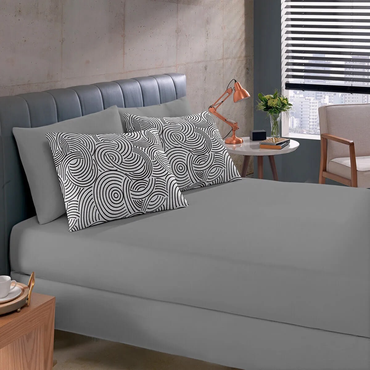 Bouton Jogo De Cama  Basic  Rolinho Solteiro King 2 Pcs Libano Preto