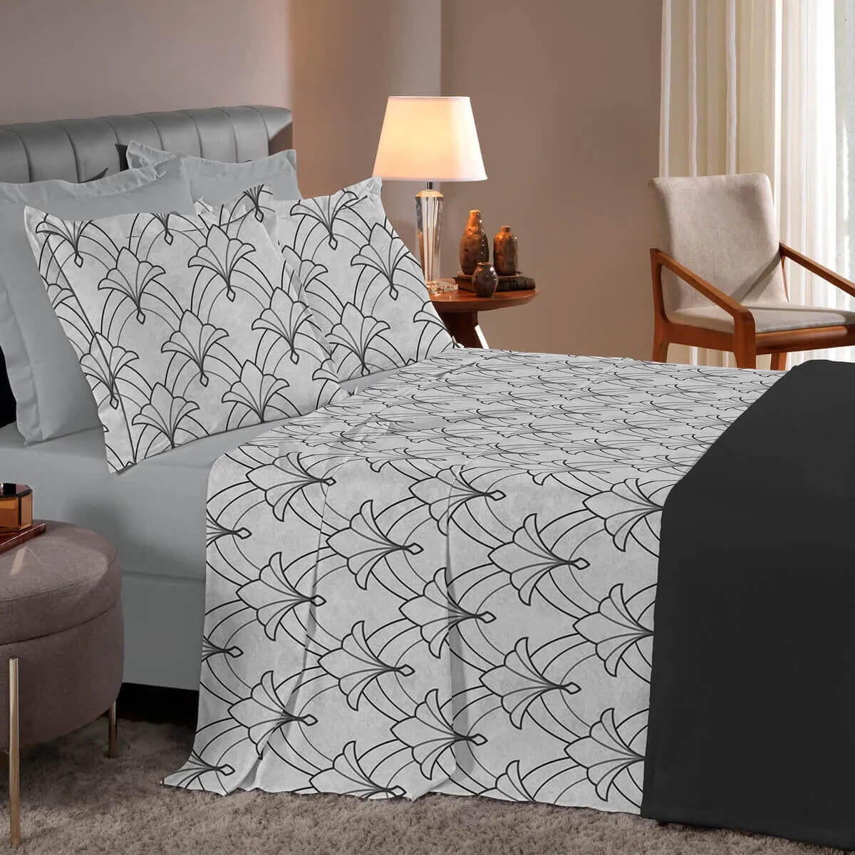 Bouton Jogo Queen 180 Fios 3Pcs Reflete Queen Unique Preto Bouton Jogo Queen 180 Fios 3Pcs Reflete Queen Unique Preto