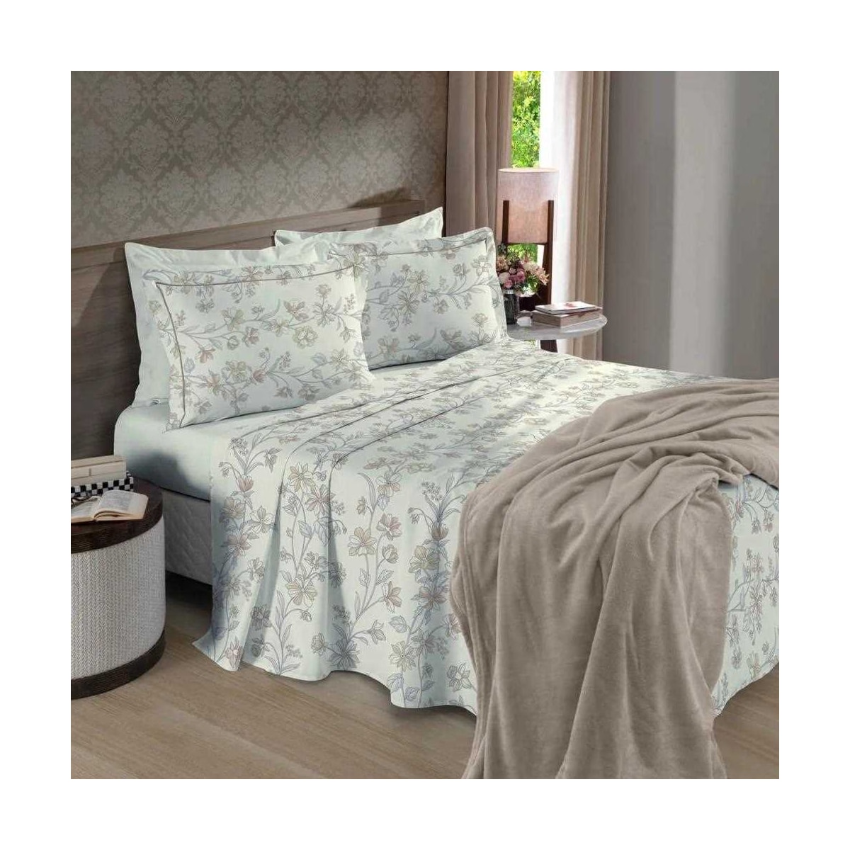 Bouton Jogo Queen 180 Fios 4Pcs Reflete Queen 4Pcs Trudy Bege Bouton Jogo Queen 180 Fios 4Pcs Reflete Queen 4Pcs Trudy Bege