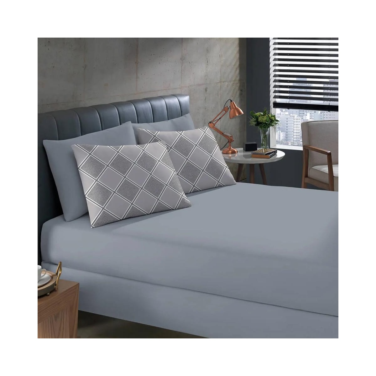 Bouton Jogo Queen 3 Peças Queen Basic Clinton Cinza Bouton Jogo Queen 3 Peças Queen Basic Clinton Cinza