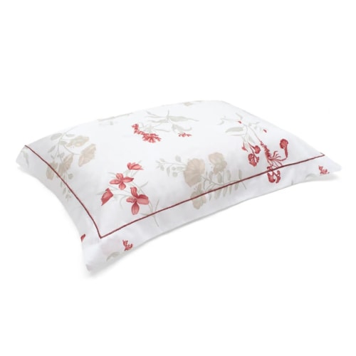 Detalhe - Bouton Jogo Solteiro 180 Fios 2Pcs Reflete Solteiro Carmem Vermelho