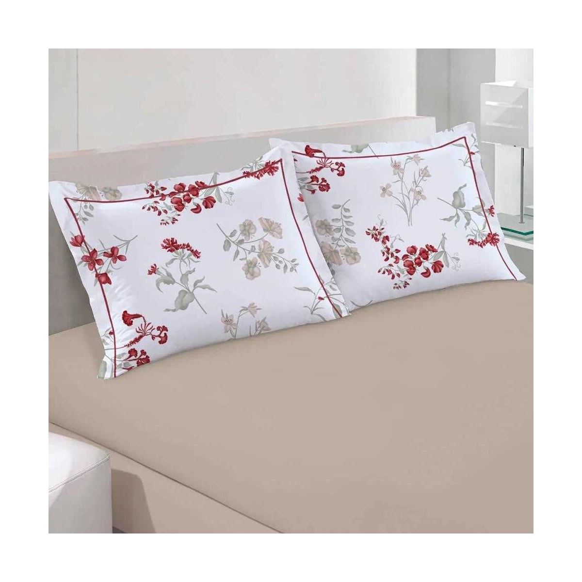 Bouton Jogo Solteiro 180 Fios 2Pcs Reflete Solteiro Carmem Vermelho