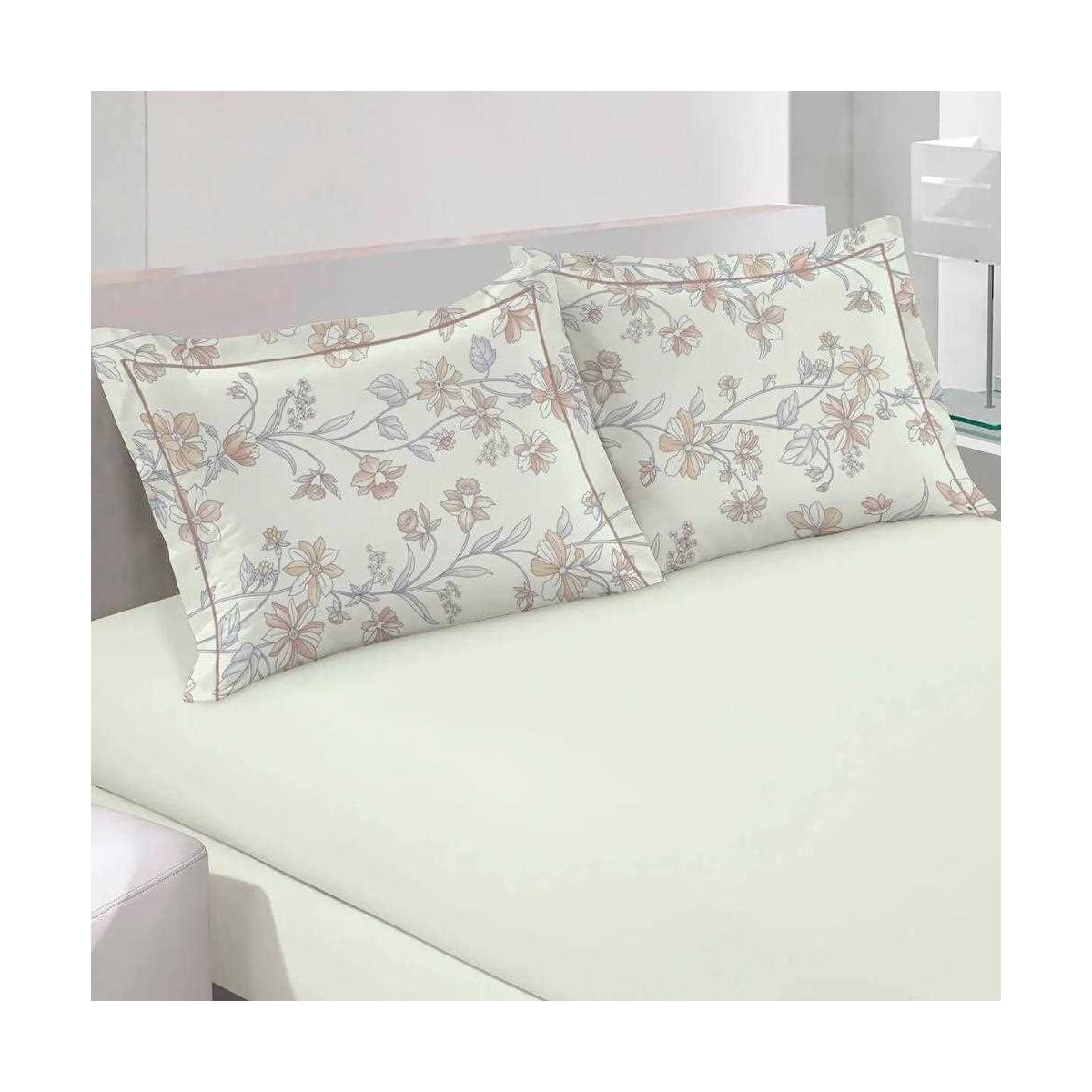 Bouton Jogo Solteiro 180 Fios 2Pcs Reflete Solteiro Trudy Bege Bouton Jogo Solteiro 180 Fios 2Pcs Reflete Solteiro Trudy Bege