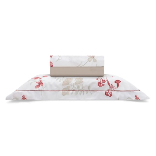 Detalhe - Bouton Jogo Solteiro 180 Fios 3Pcs Reflete Carmem Vermelho