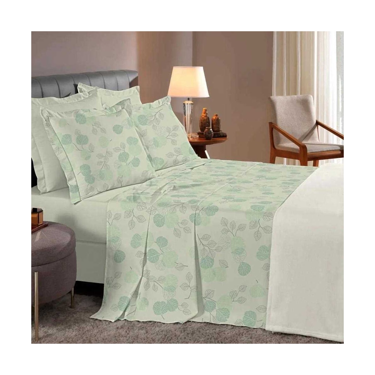 Bouton Jogo Solteiro 180 Fios 3Pcs Reflete Jussara Menta Bouton Jogo Solteiro 180 Fios 3Pcs Reflete Jussara Menta