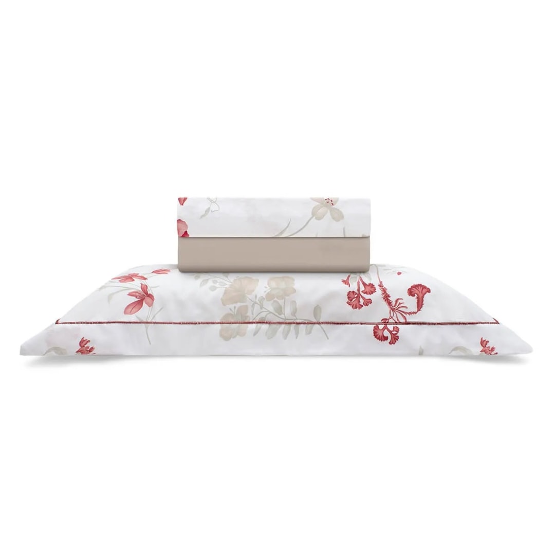 Bouton Jogo Solteiro King 180 Fios 3Pcs Reflete Carmem Vermelho