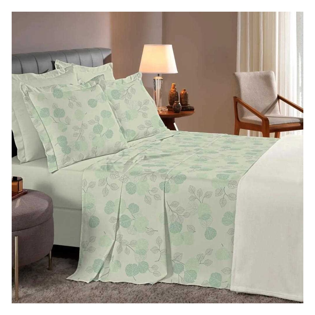 Bouton Jogo Solteiro King 180 Fios 3Pcs Reflete Jussara Menta