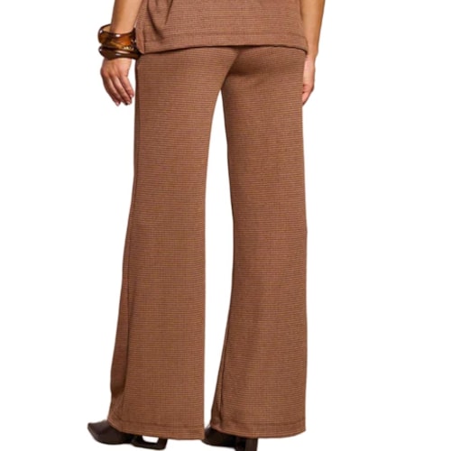 Detalhe - Calça Doce Trama Feminina Social 106275 Cafe