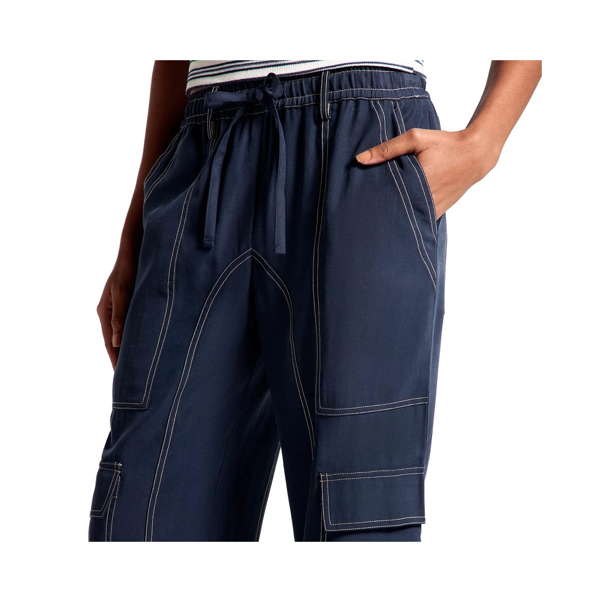 Calça Hering Feminina Cargo Peach Touch K6mw Azul Marinho