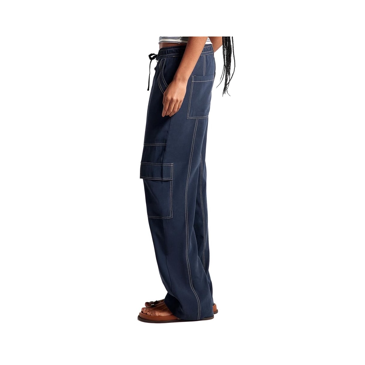 Calça Hering Feminina Cargo Peach Touch K6mw Azul Marinho