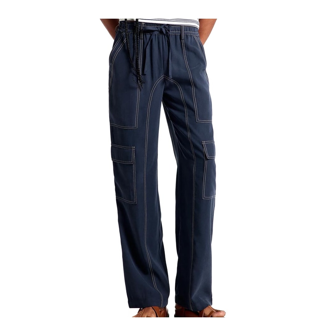 Calça Hering Feminina Cargo Peach Touch K6mw Azul Marinho
