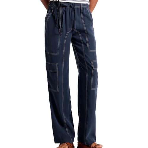 Calça Hering Feminina Cargo Peach Touch K6mw Azul Marinho