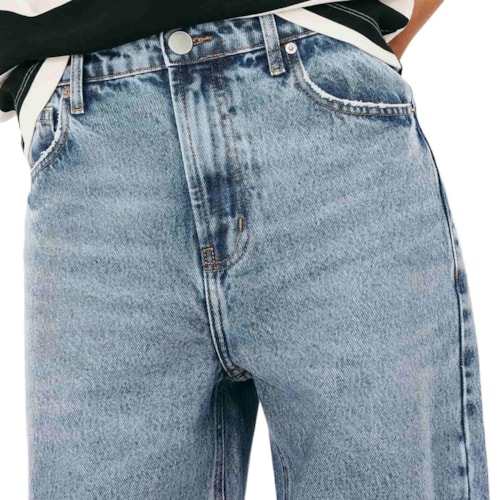 Detalhe - Calça Hering Feminina Jeans Reta H9KK Jeans