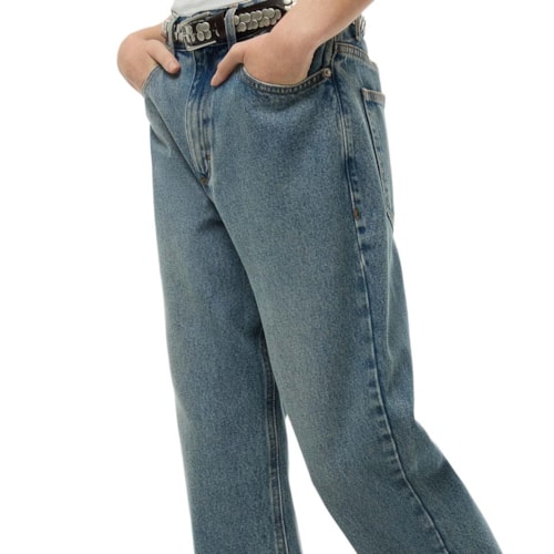 Detalhe - Calça Hering Feminina Jeans Reta H9UN Jeans