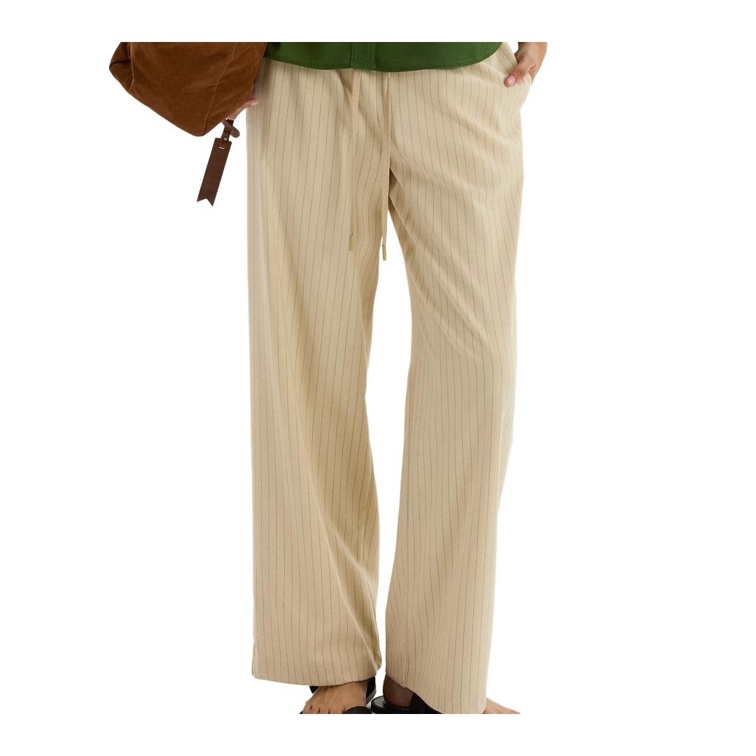 Calça Hering Feminina Social Slouchy Listrada K6vh Areia Calça Hering Feminina Social Slouchy Listrada K6vh Areia