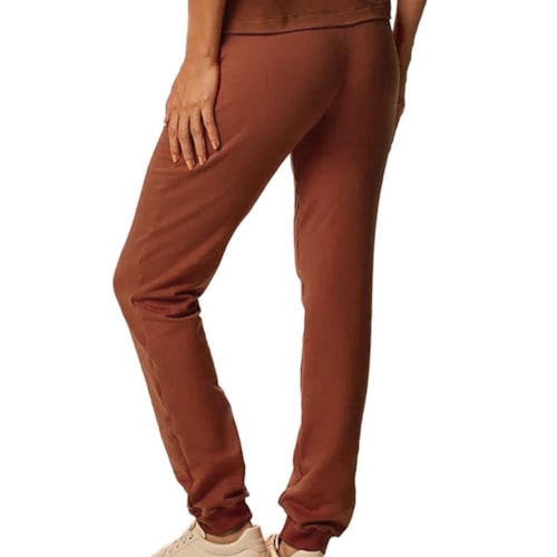 Detalhe - Calça Malwee Feminina Moletom 50965 Marrom Escuro