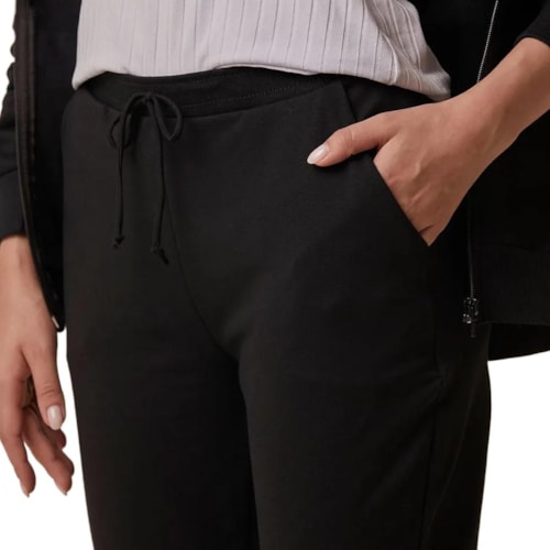 Detalhe - Calça Malwee Feminina Moletom 93003 Preto