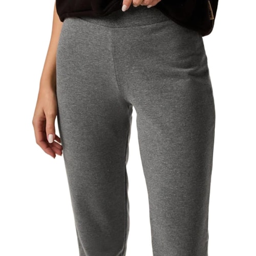 Detalhe - Calça Malwee Moletom Feminina 26303 Cinza Mescla