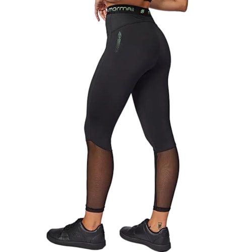 Detalhe - Calça Mormaii Legging Termocolante 80011 Preto/Verde Neon