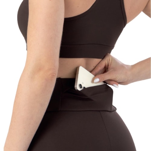 Detalhe - Calça Selene Fitness Com Bolso 24696 Cafe