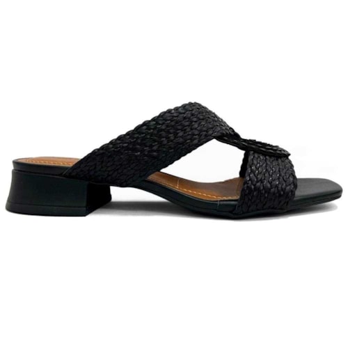 Detalhe - Calçados Feminino Valentina Tamanco Feminino Salto Baixo 455007 Preto