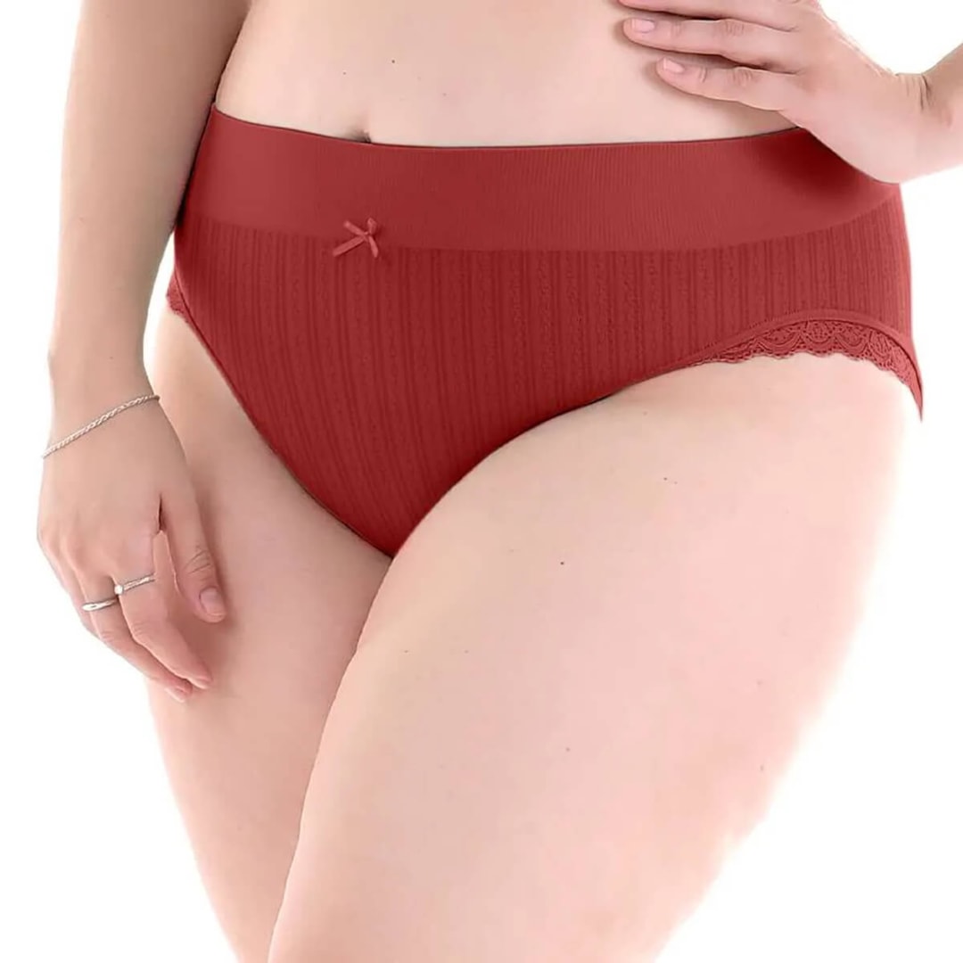 CALCINHA Anatômica JACQUARD Com RENDA LATERAL Sem COSTURA ZEE RUCCI V03 Ferrugem