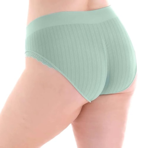 CALCINHA ANATOMICA JACQUARD Com RENDA LATERAL Sem COSTURA ZEE RUCCI V03 Verde Claro