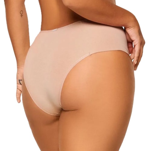 Detalhe - Calcinha Liebe Alta Em Algodão 211300 Chocolate