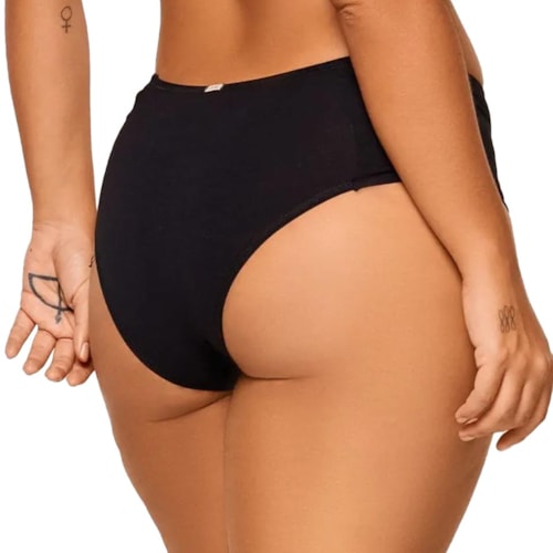 Detalhe - Calcinha Liebe Alta Em Algodão 211300 Preto