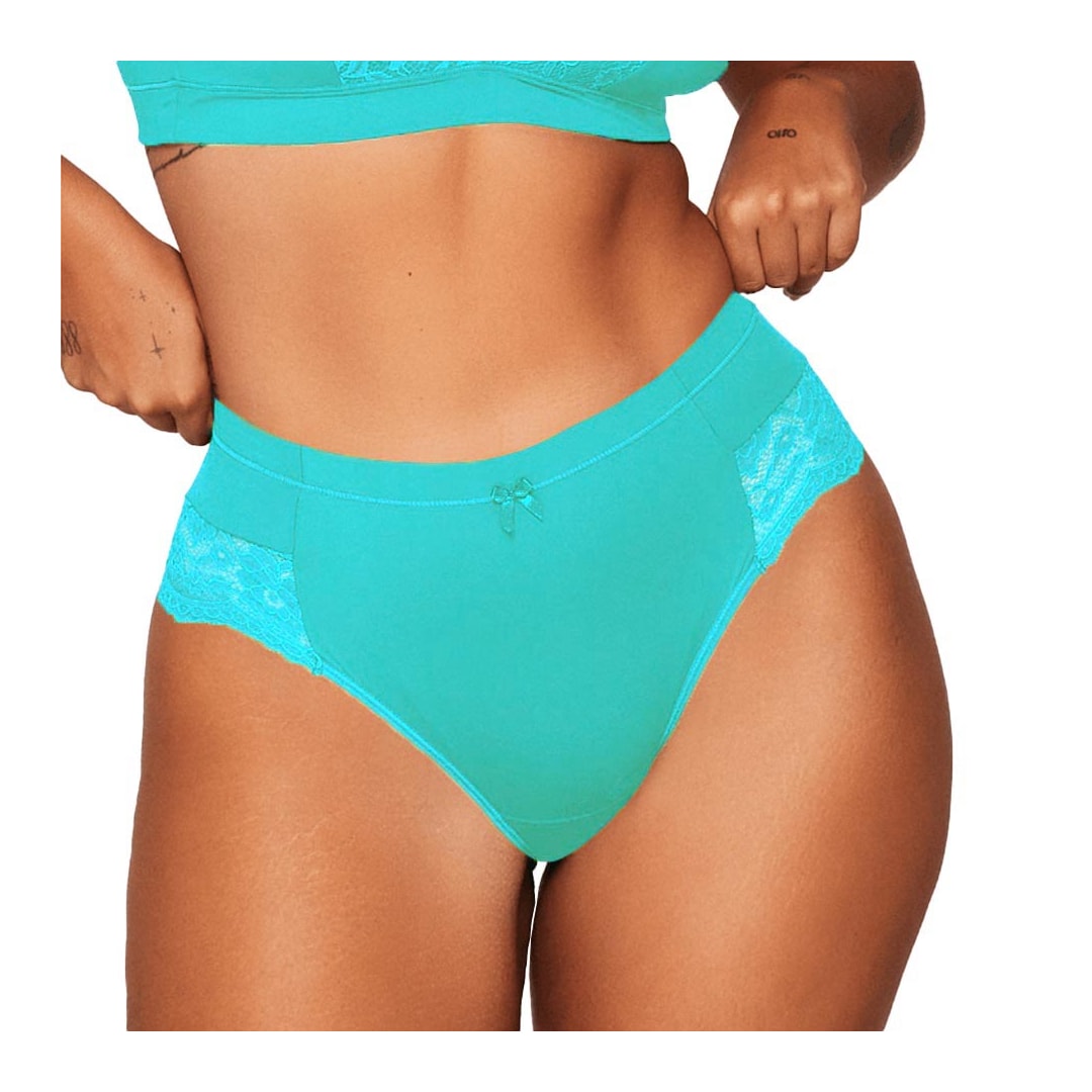 Calcinha Liebe Larga Em Microfibra Com Renda 701502 Acqua Calcinha Liebe Larga Em Microfibra Com Renda 701502 Acqua
