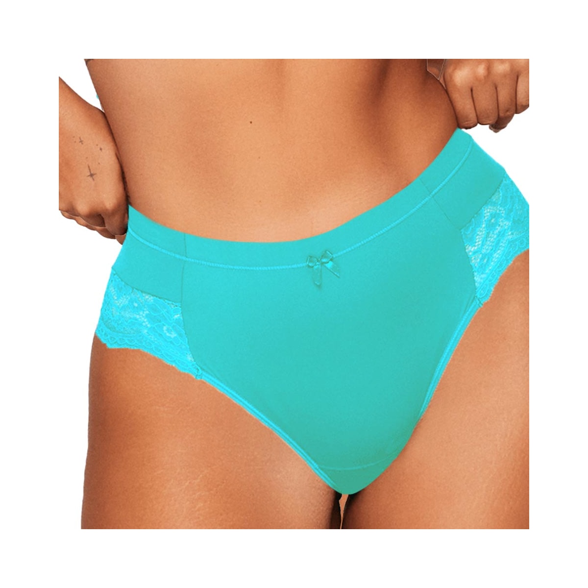 Calcinha Liebe Larga Em Microfibra Com Renda 701502 Acqua