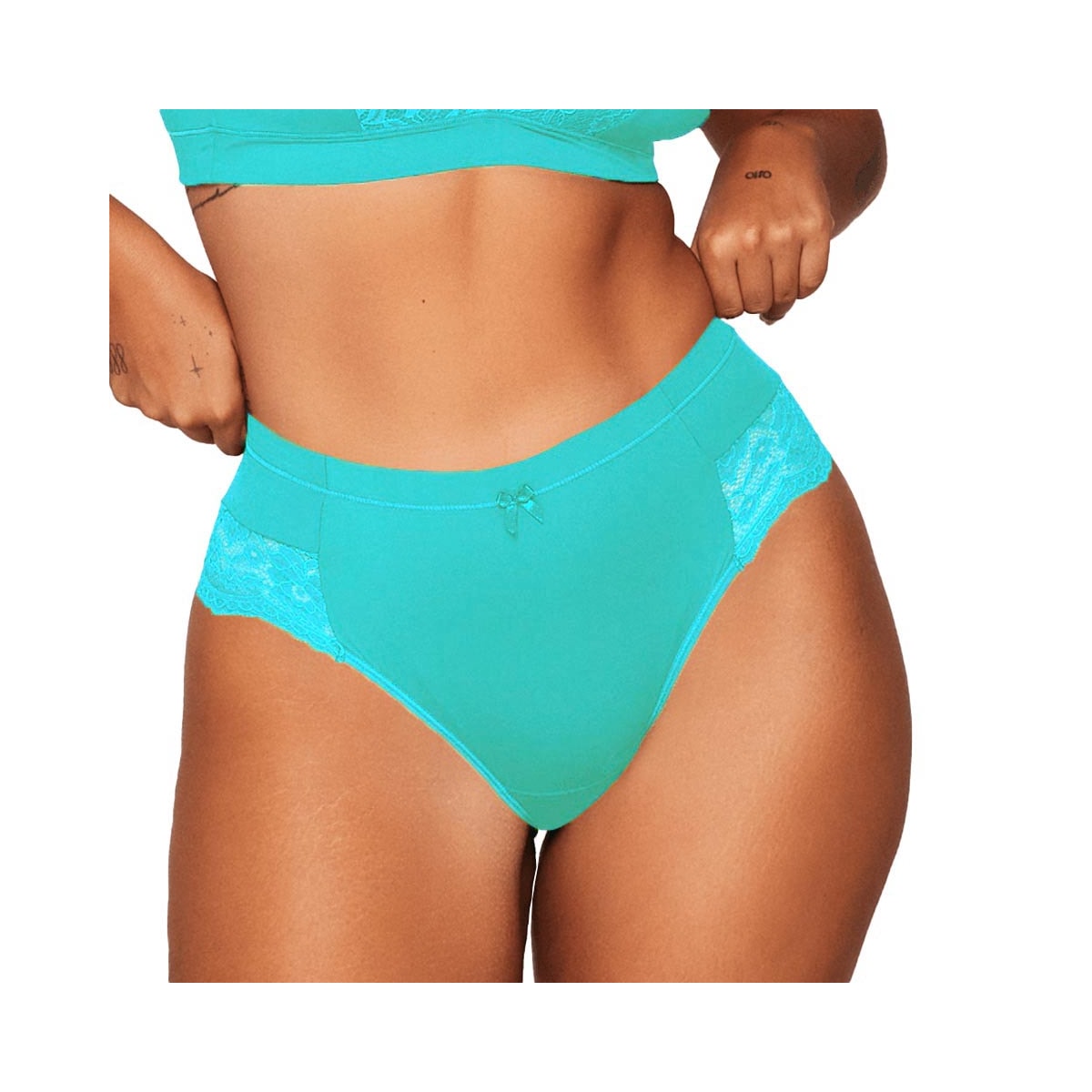 Calcinha Liebe Larga Em Microfibra Com Renda 701502 Acqua