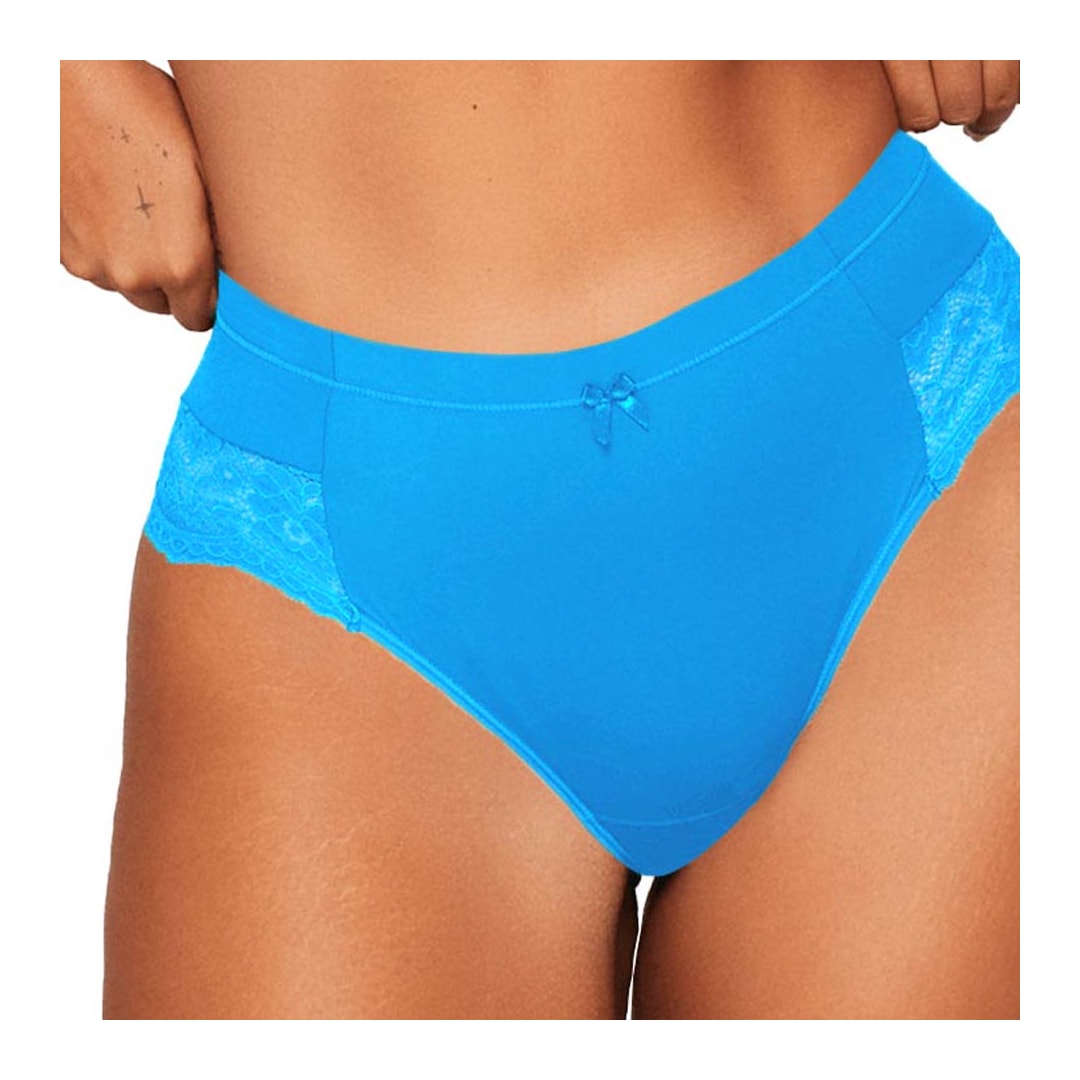 Calcinha Liebe Larga Em Microfibra Com Renda 701502 Blue